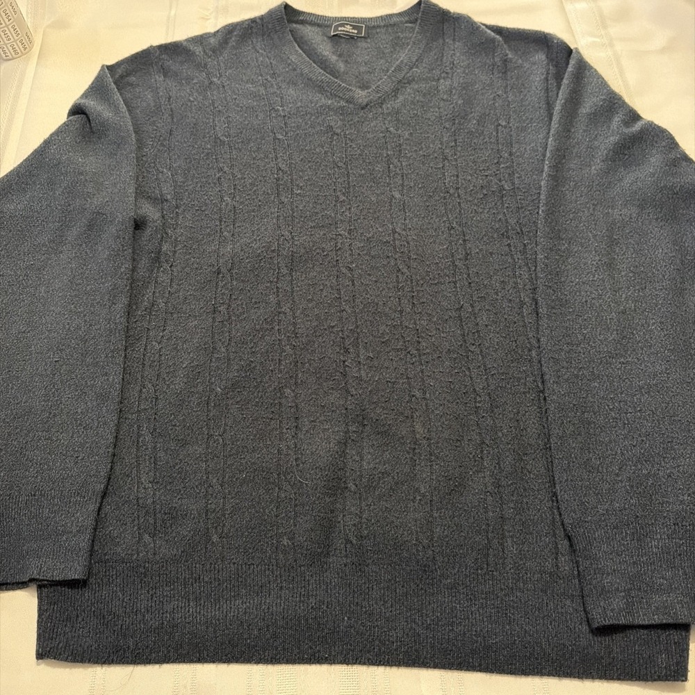 Dockers Mens V-Neck Cable Knit Pullover Sweater Gray Charcoal Large